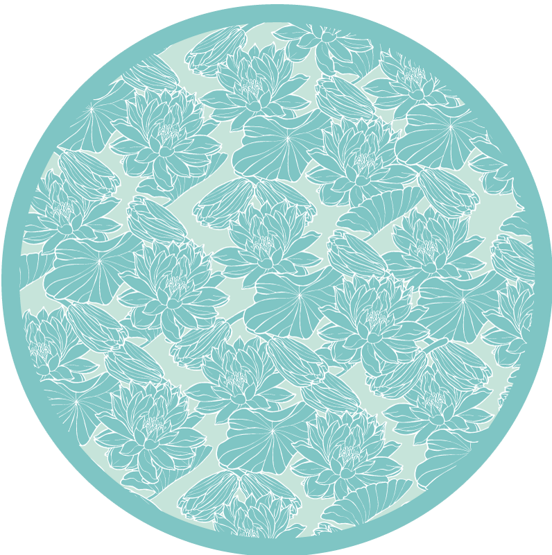 Floral rug with floral motif circle design - TenStickers