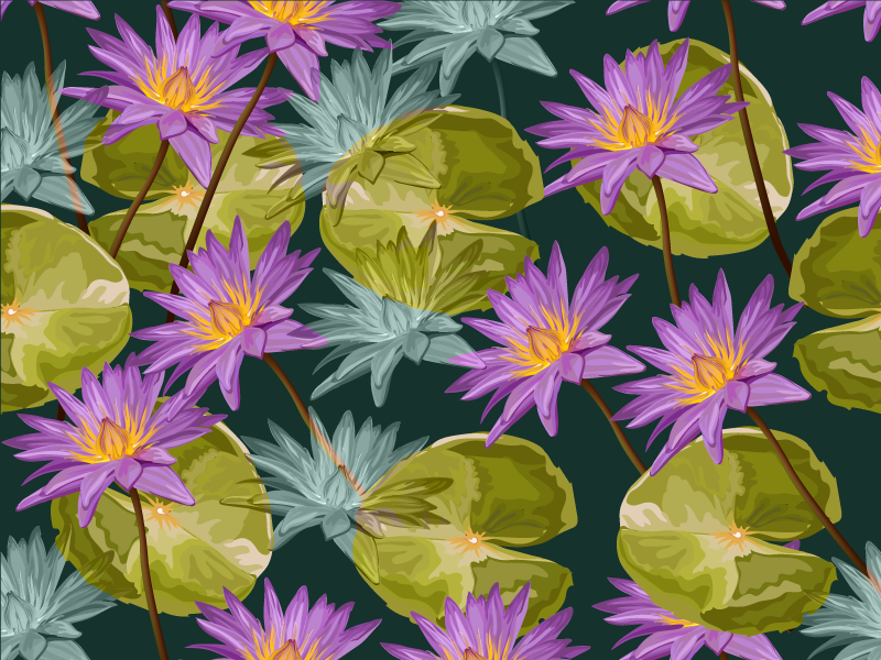 Botanical Waterlilies floral rug - TenStickers