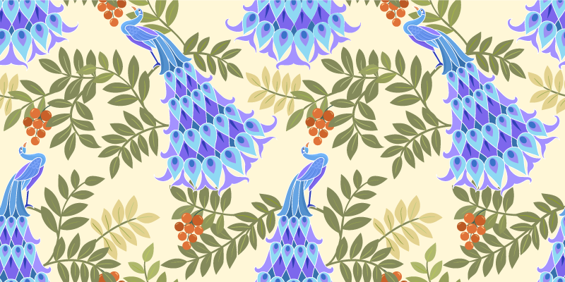 Floral rug with peacock design - TenStickers