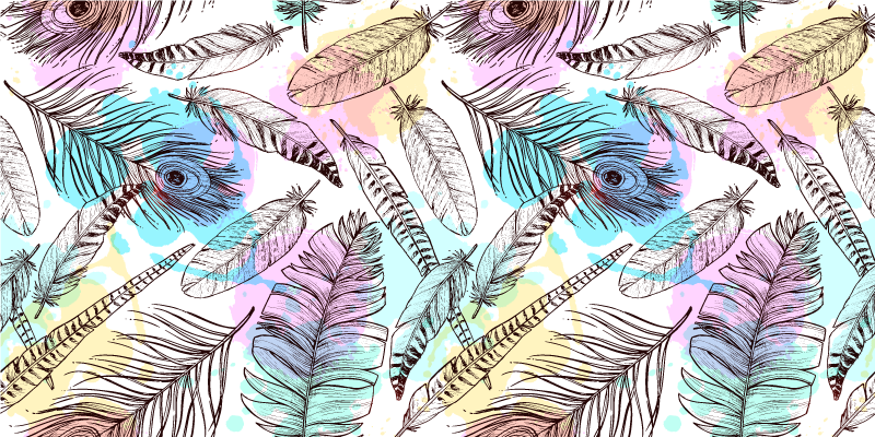 Floral rug with feather design - TenStickers
