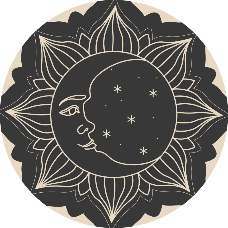 Mandala rug sun and moon design - TenStickers