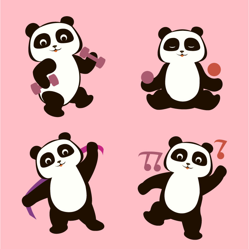 Panda Dance Motif kids carpet - TenStickers