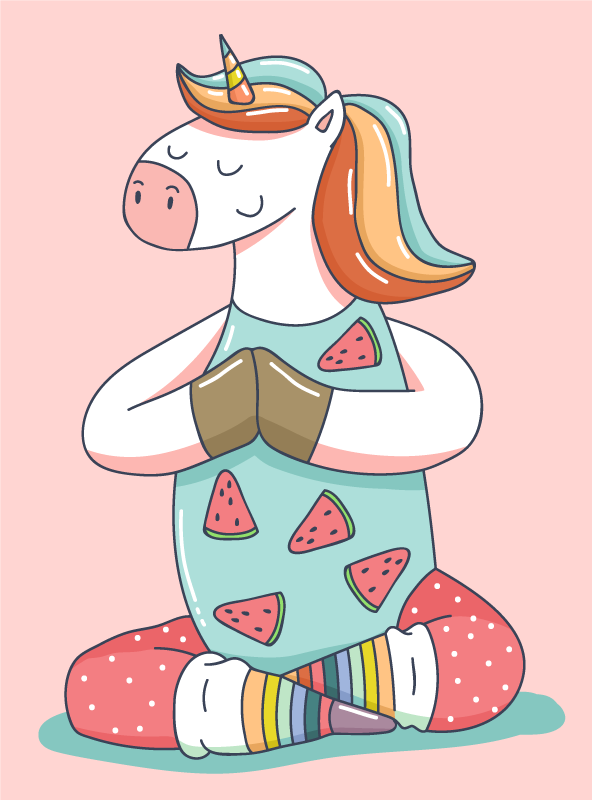 Meditating Unicorn kids rug - TenStickers