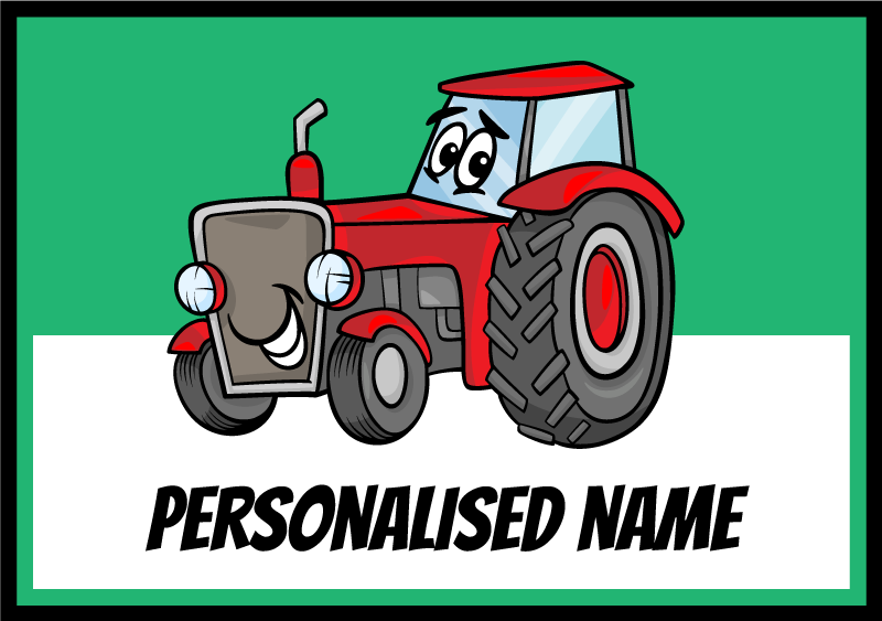 Personalised red tractor personalised mat - TenStickers