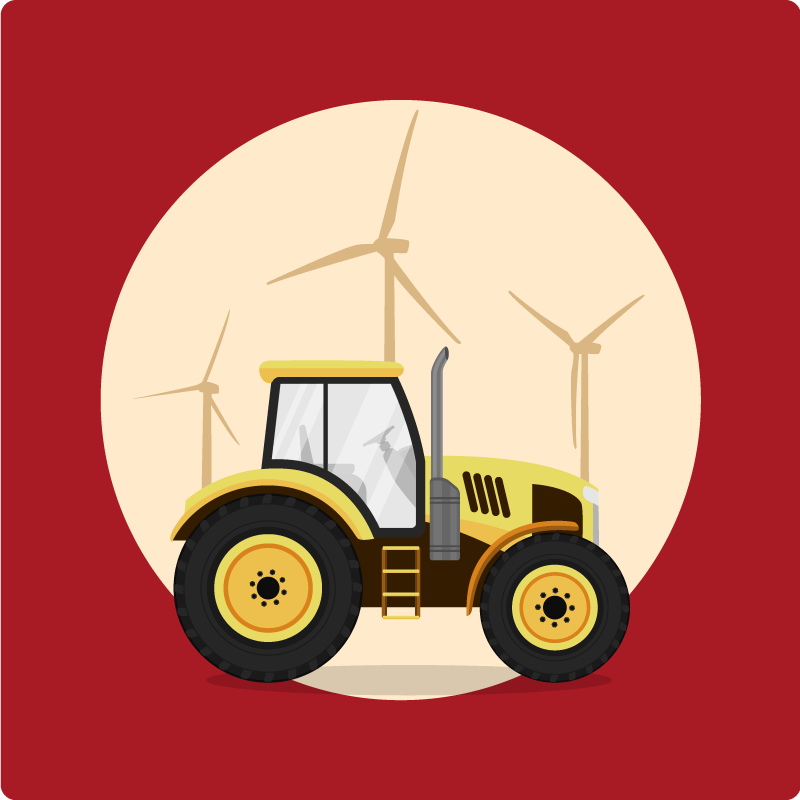 Yellow and Red Tractor kids vinyl rug - TenStickers