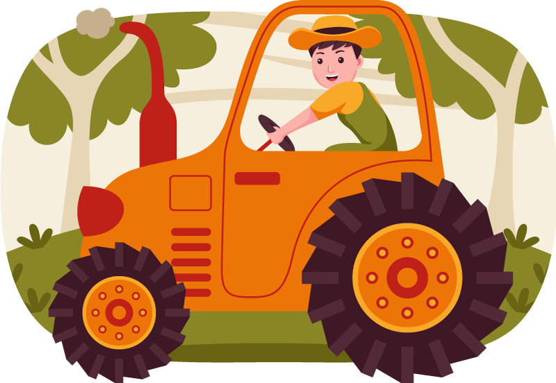 Playful Tractor Imagery kids carpet - TenStickers
