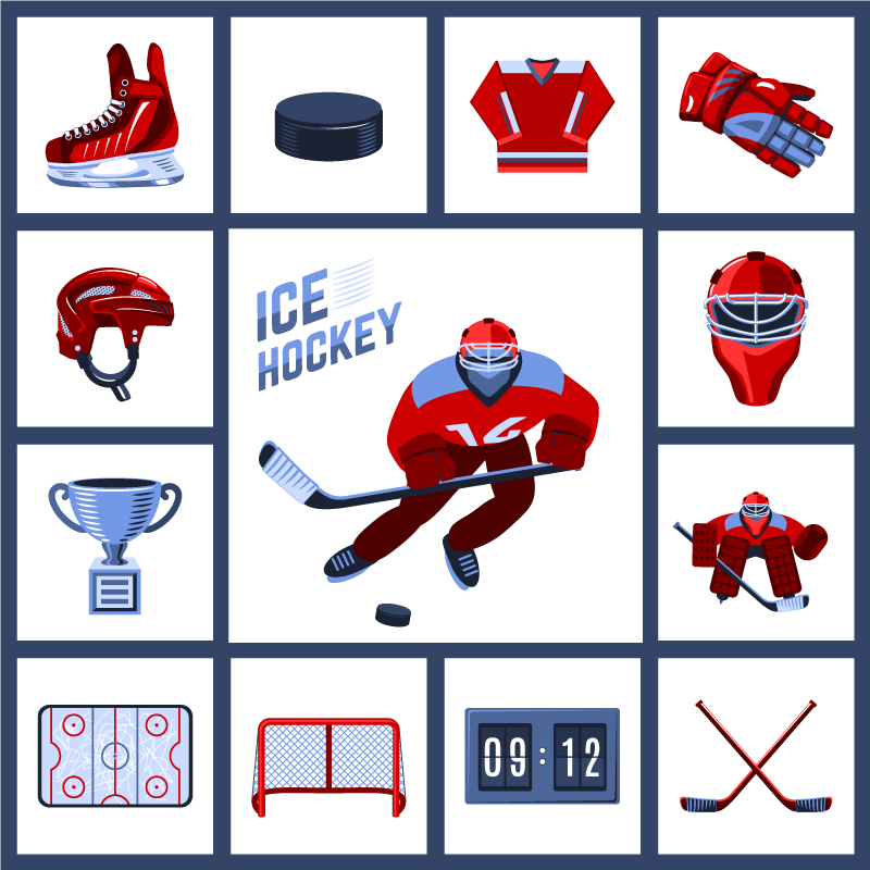 Ice Hockey Objects game mat - TenStickers