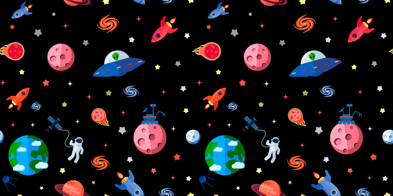 Space Adventure Print kids rug - TenStickers