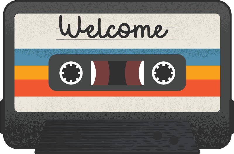 Cassette Welcome Design quote rug - TenStickers