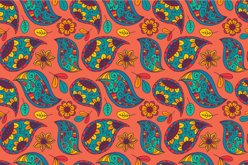 Floral rug with floral paisley pattern design - TenStickers