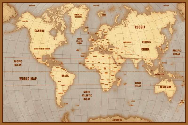 Vintage beige layout map rug - TenStickers
