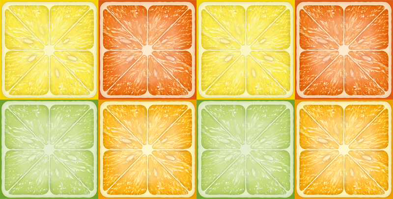 Colorful Citrus Texture kitchen floor tiles - TenStickers