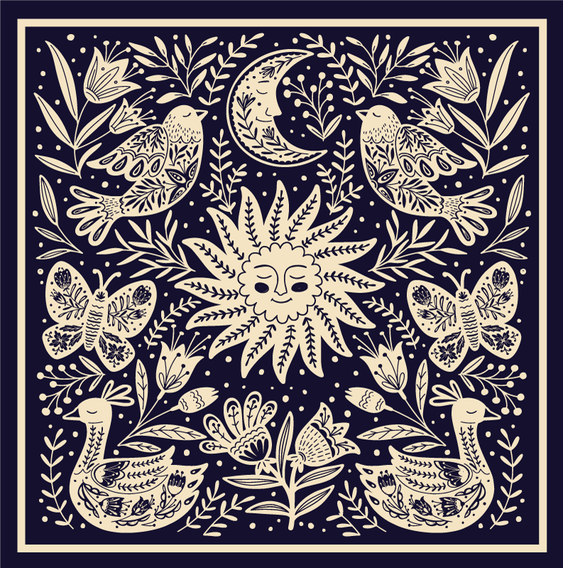 Celestial folk harmony bedroom carpet - TenStickers