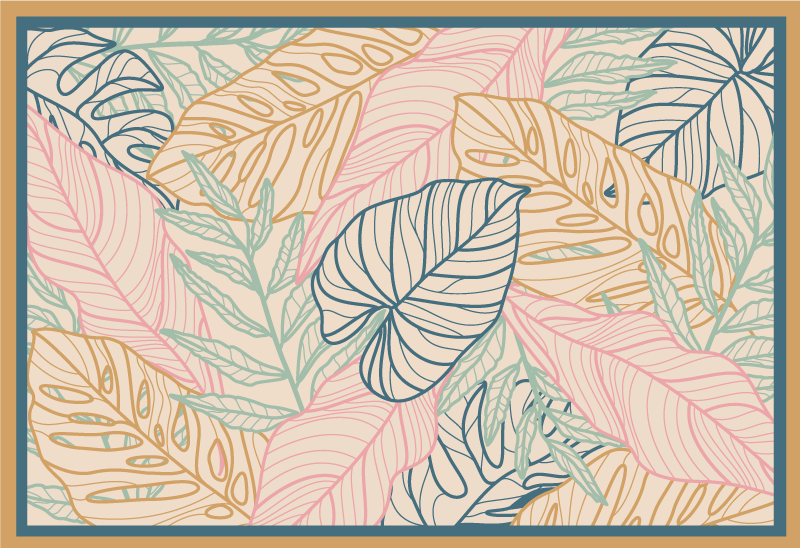 Leafy Tropical Patterns nature rug - TenStickers