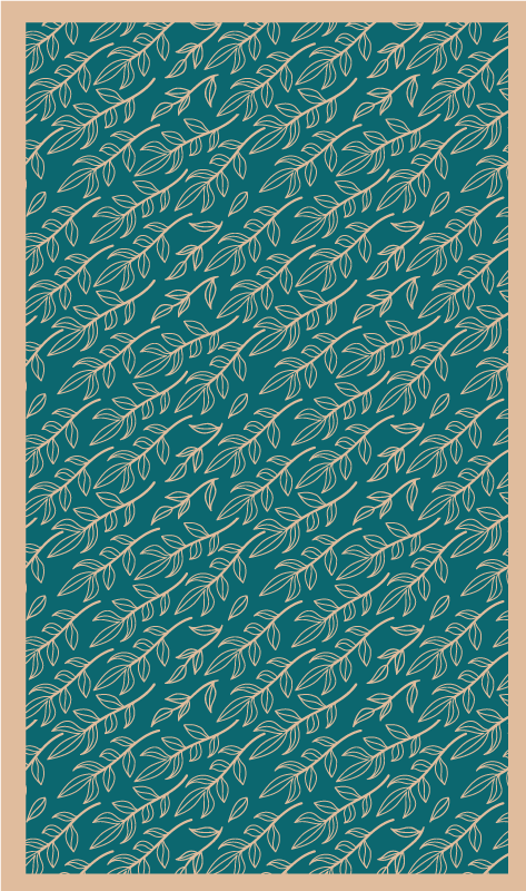 Green graceful leaves floral rug - TenStickers