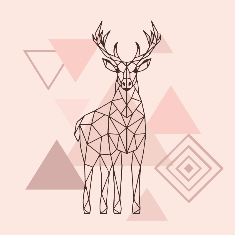 Geometric deer art bedroom carpet - TenStickers