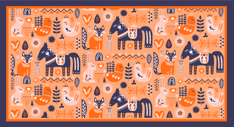 Nordic folk animals kids carpet - TenStickers