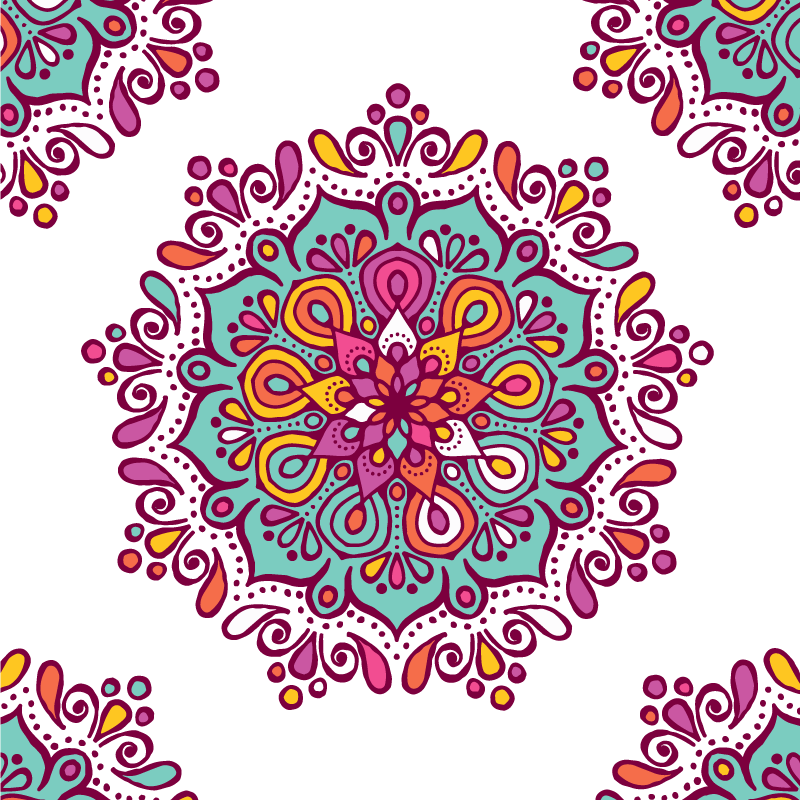 Colorful Intricate Pattern mandala rug - TenStickers