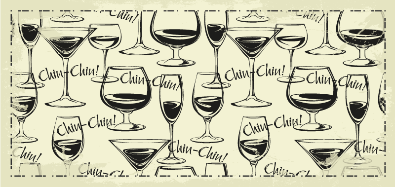 Cheers wine glasses kitchen mat - TenStickers