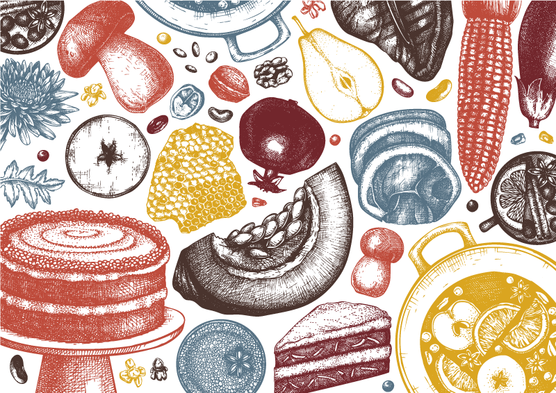 Culinary illustrations kitchen mat - TenStickers