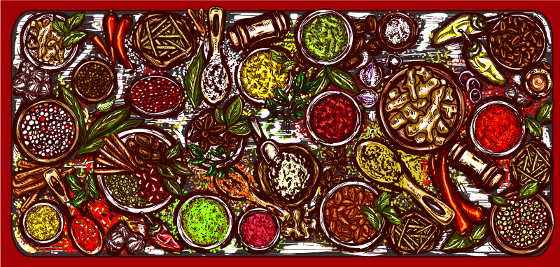 Flavorful culinary spread kitchen mat - TenStickers