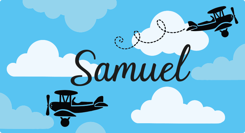 Sky planes with name kids rug - TenStickers