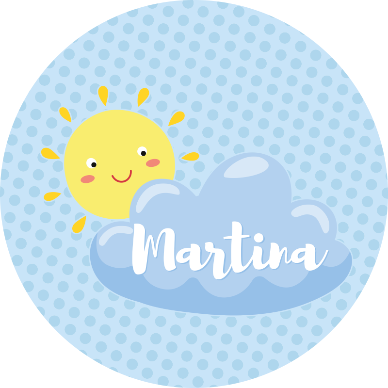 Sun and cloud with name kids rug - TenStickers