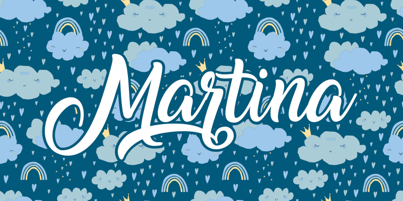 Blue clouds with name kids rug - TenStickers