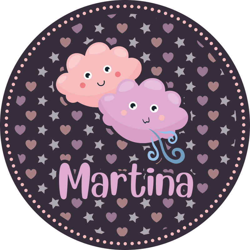 Purple clouds with name kids rug - TenStickers