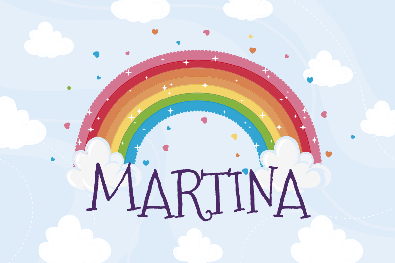 Rainbow custom name kids rug - TenStickers