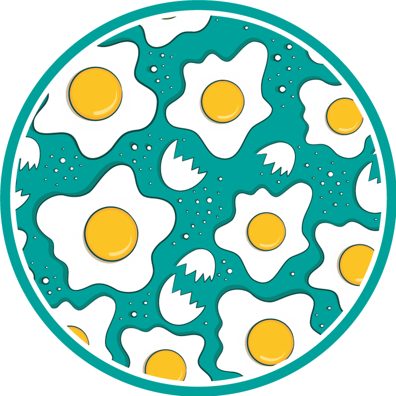 Fried eggs pattern kitchen floor tiles - TenStickers