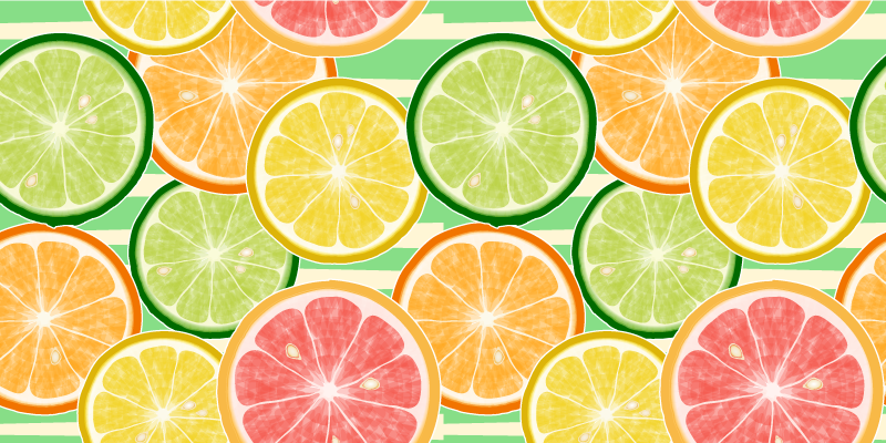 Citrus fruits pattern kitchen floor tiles - TenStickers