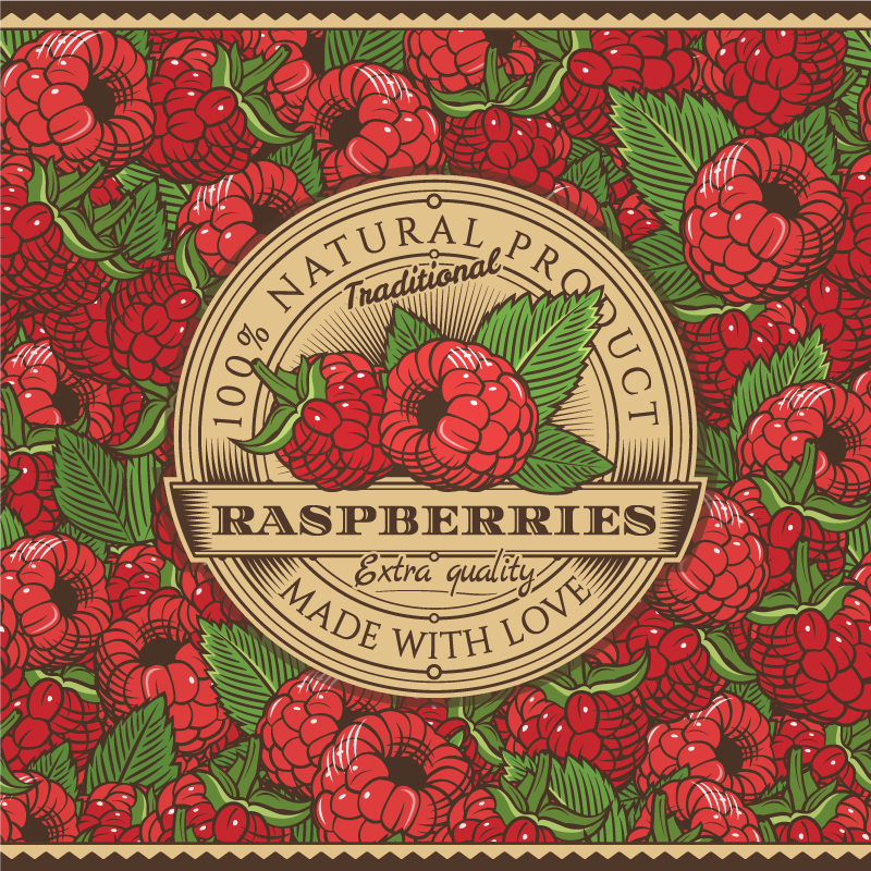 Raspberry floral pattern kitchen mat - TenStickers