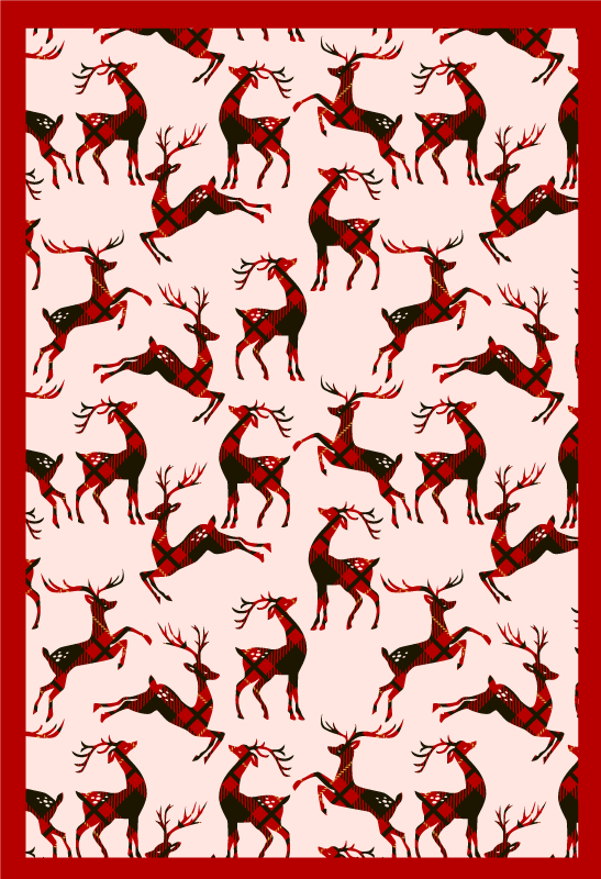 Reindeer red pattern christmas rug - TenStickers