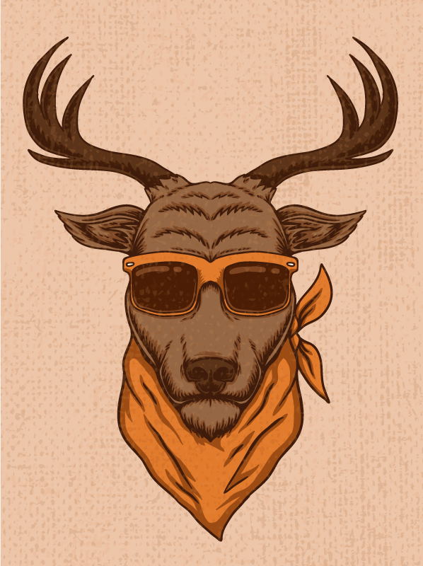 Cool Stag Illustration animal mat - TenStickers