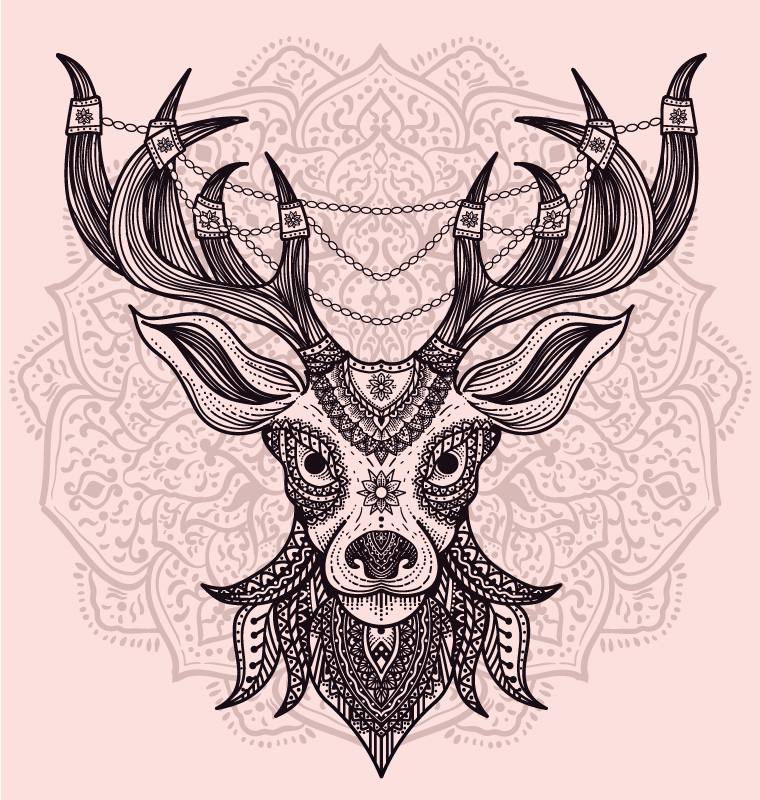 Grey stag motif animal mat - TenStickers