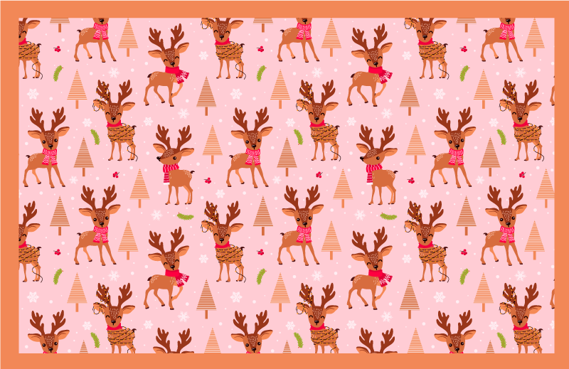 Reindeer pink theme christmas rug - TenStickers