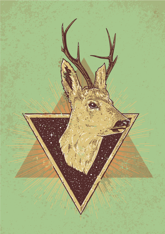 Stylized deer head animal mat - TenStickers