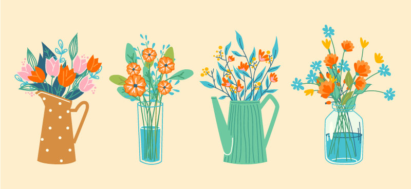 Botanical Centerpiece Arrangement floral rug - TenStickers