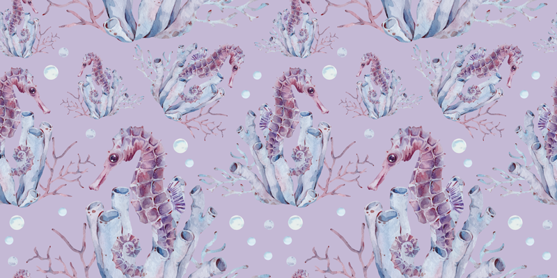 Seahorse coral design bathroom mat - TenStickers