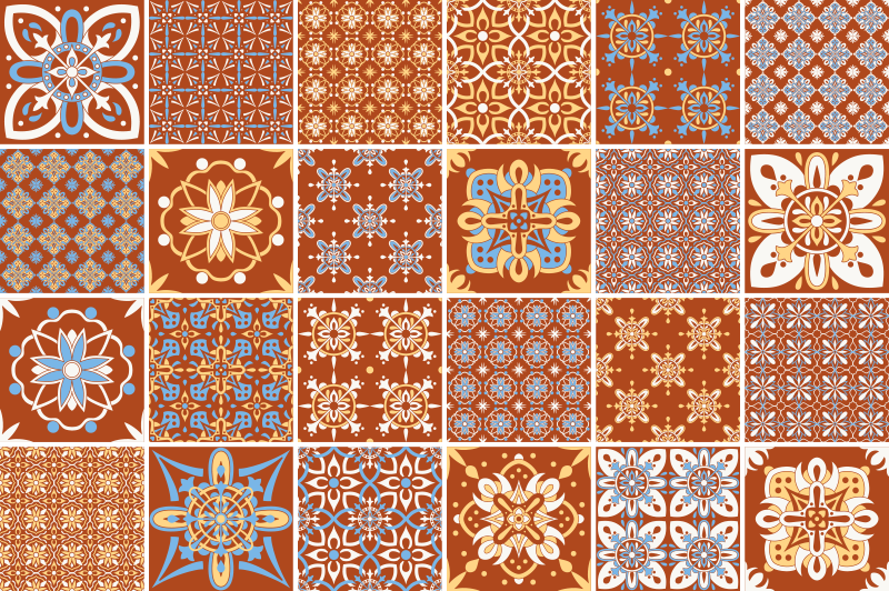 Orange mosaic tile carpet - TenStickers