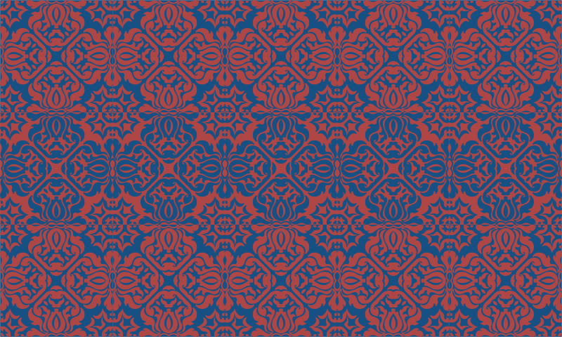 Blue and red composition tiles carpet - TenStickers