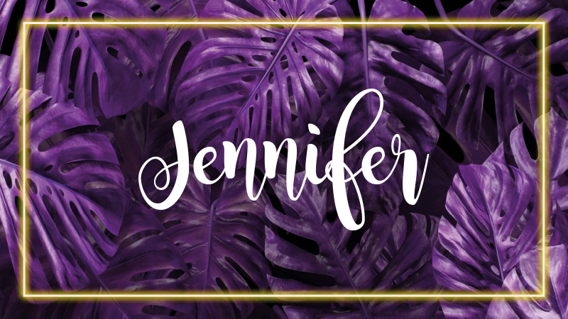 Purple monstera with name bedroom carpet - TenStickers