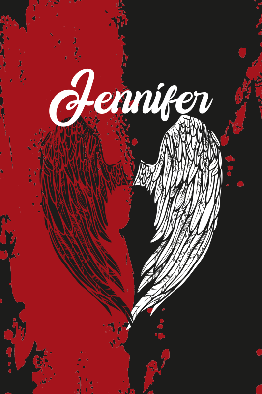 Heart wings with name teenage bedroom rug - TenStickers