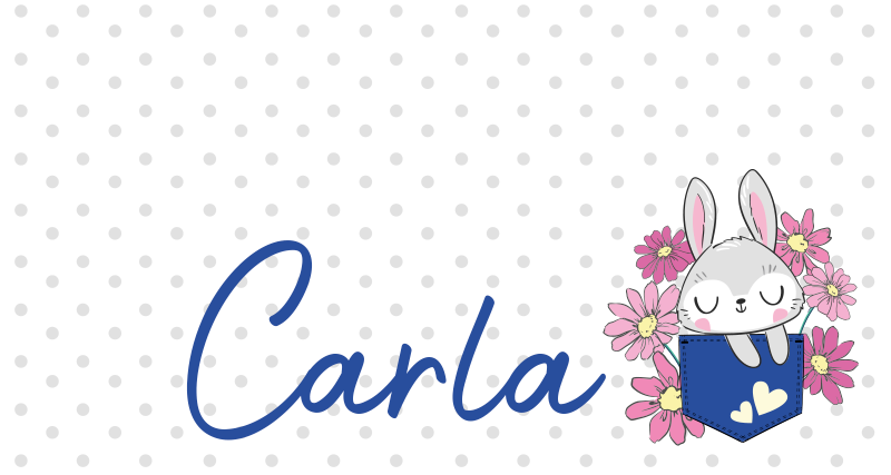 Grey bunny with name kids rug - TenStickers