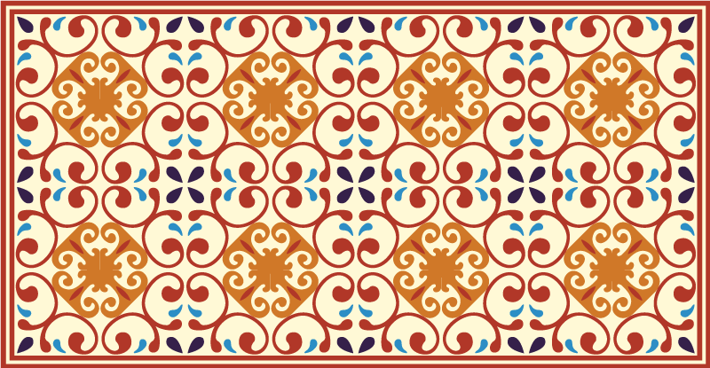 Elaborate Botanical Motif mosaic rug - TenStickers