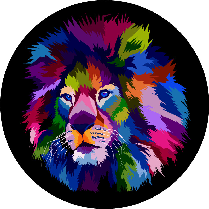 Colorful Lion Head animal mat - TenStickers