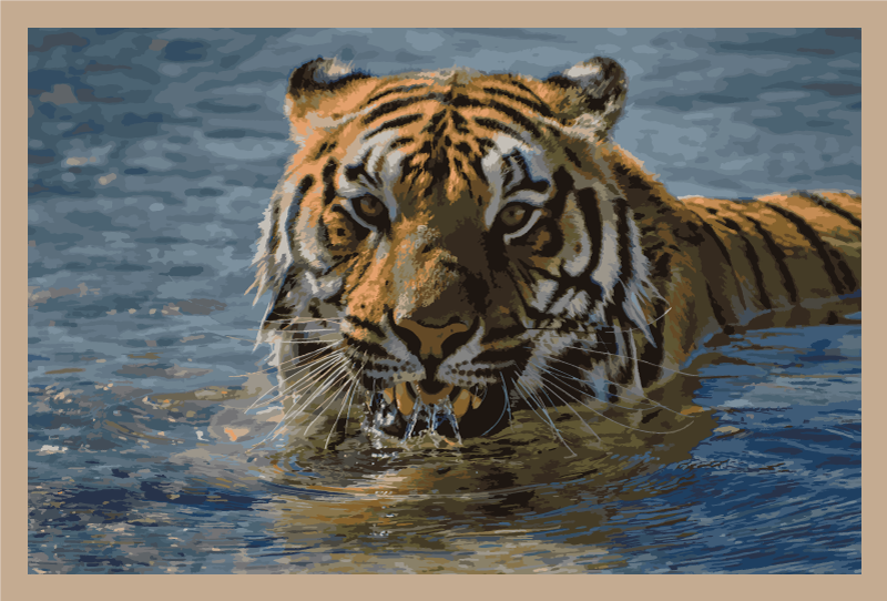 Tiger in the water animal mat - TenStickers