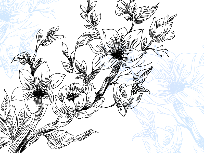 Azure Blossom Concept floral rug - TenStickers