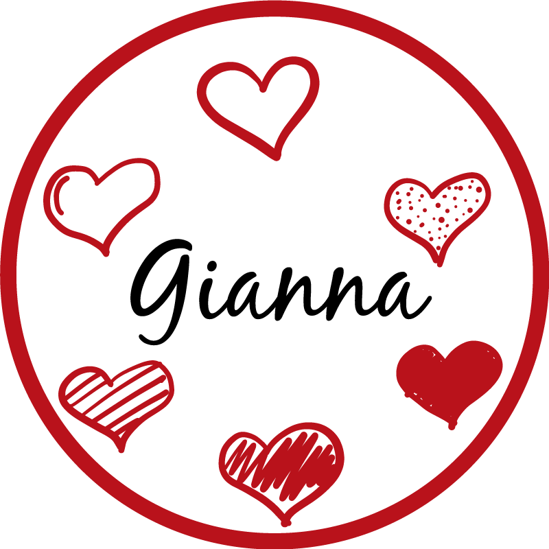 Red hearts and name teenage bedroom rug - TenStickers